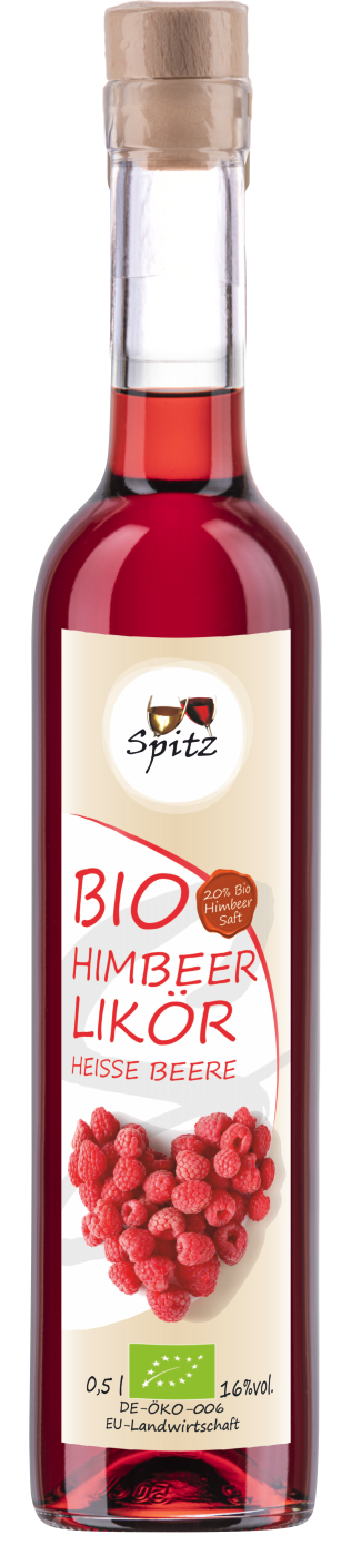 Bio Himbeer Likoer. Mit 20% Bio Himbeersaft