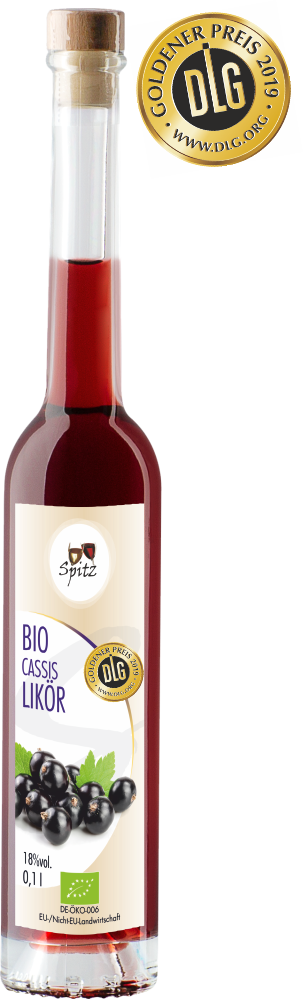 Bio Cassis Likoer. Ausgezeichnet mit der goldenen Medaille der DLG