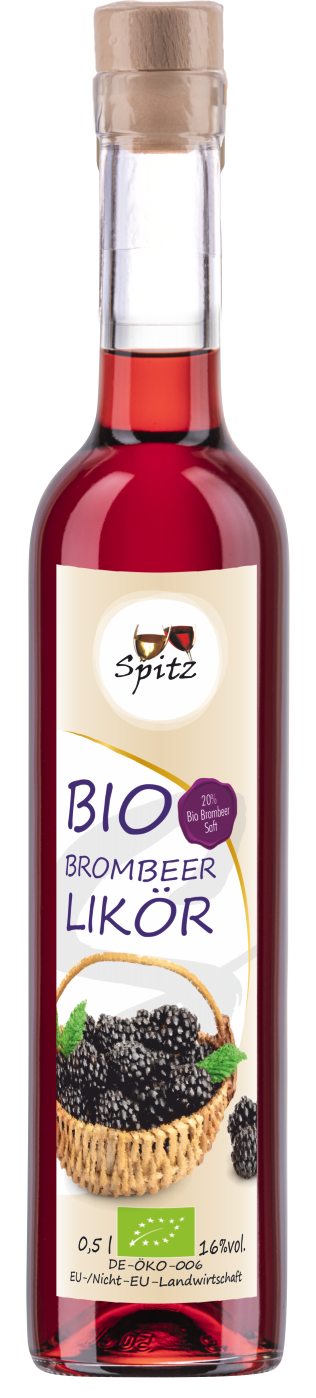 Bio Brombeer Likoer, mit 20% Bio Brombeersaft